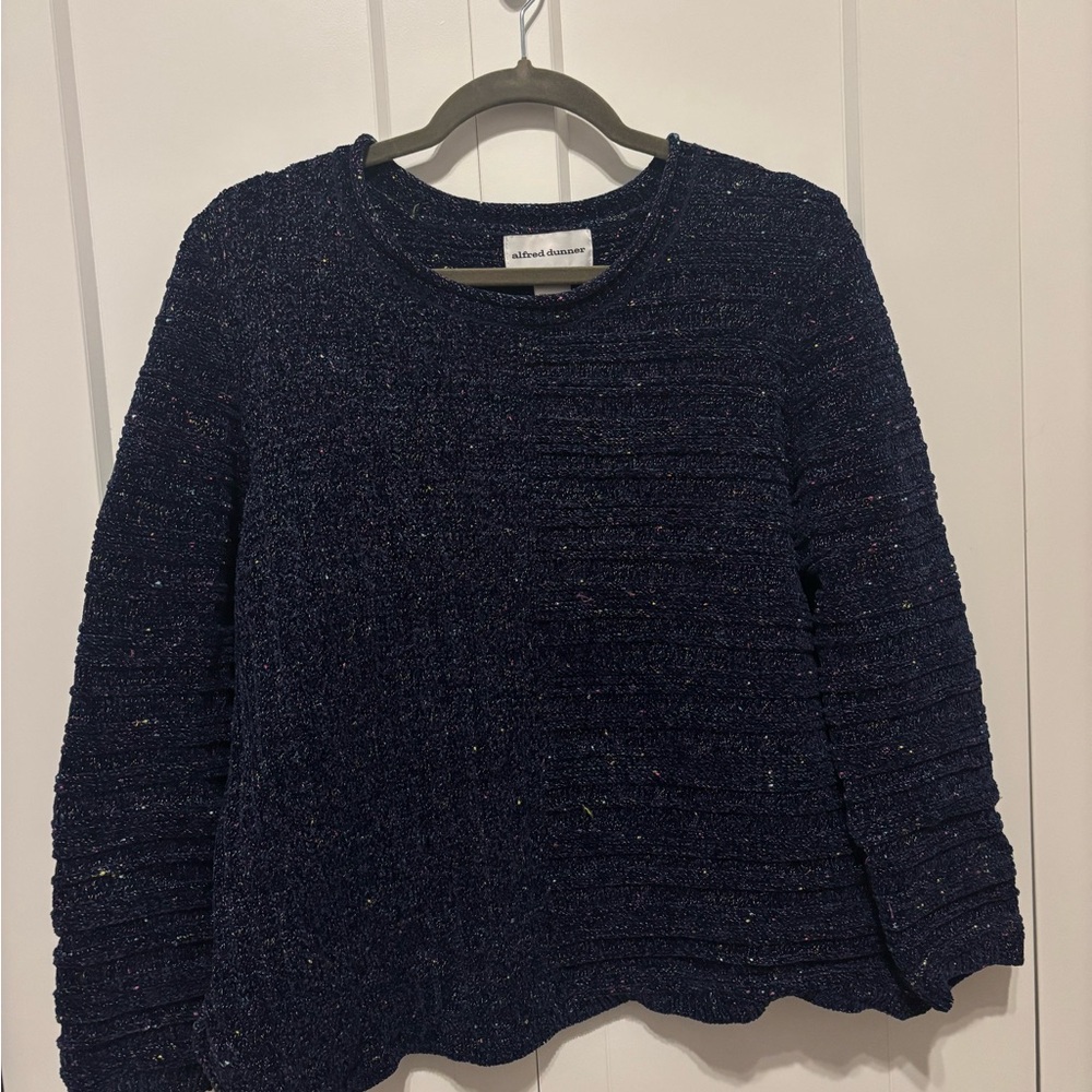 Alfred Dunner Navy Crew Sweater